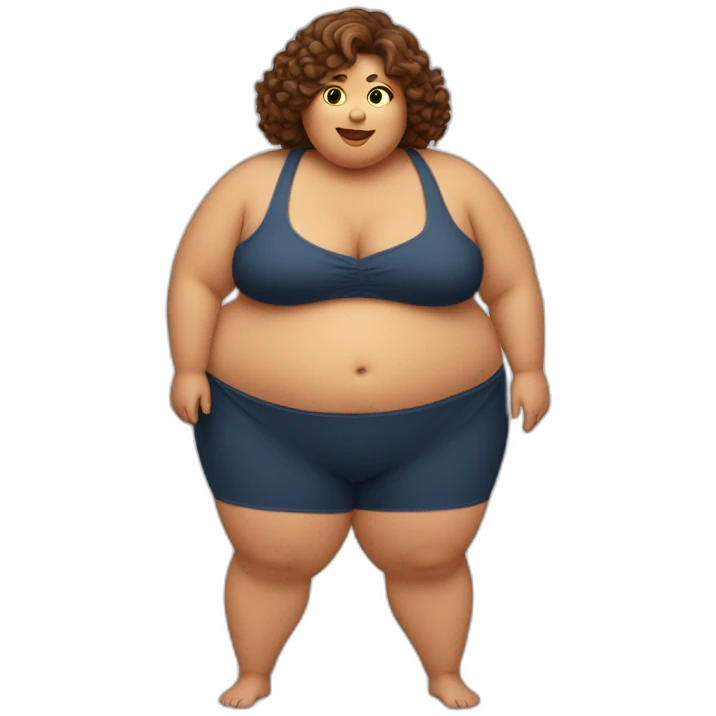 obese-woman-big-belly-cheveux-marron emoji