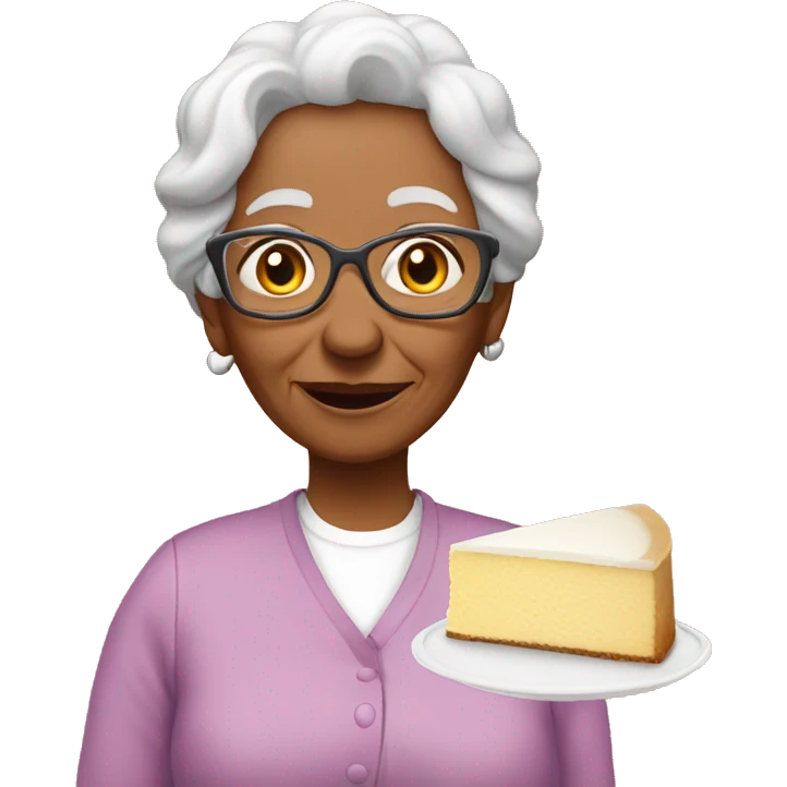 grandma with cheescake emoji