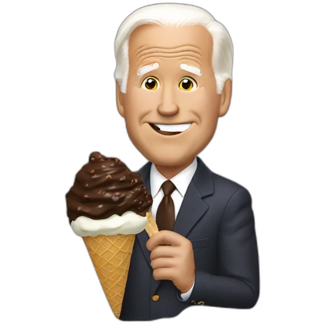 Joe Biden eating chocolate chocolate chip ice cream  emoji