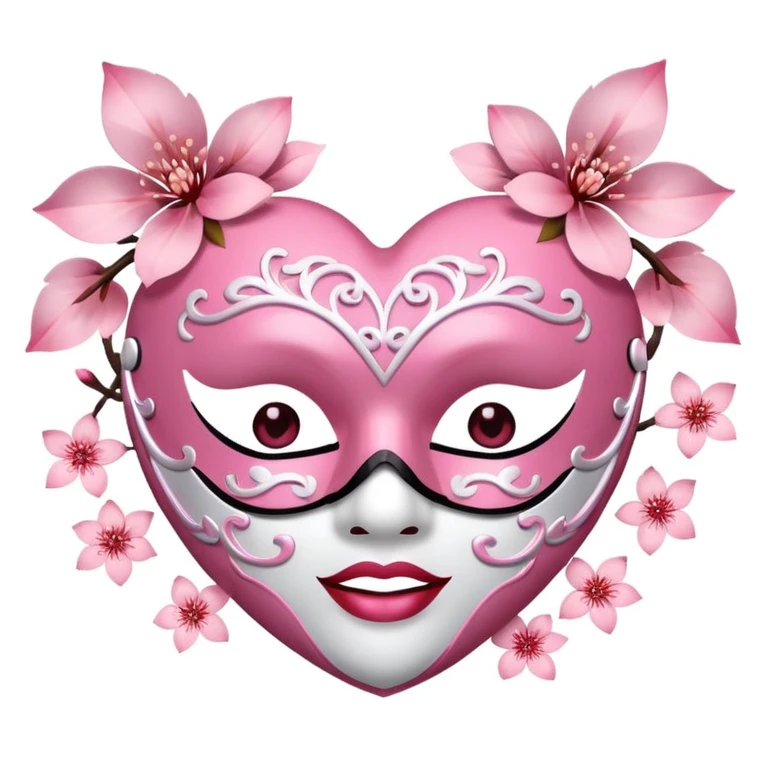 sakura heart with a festival mask emoji