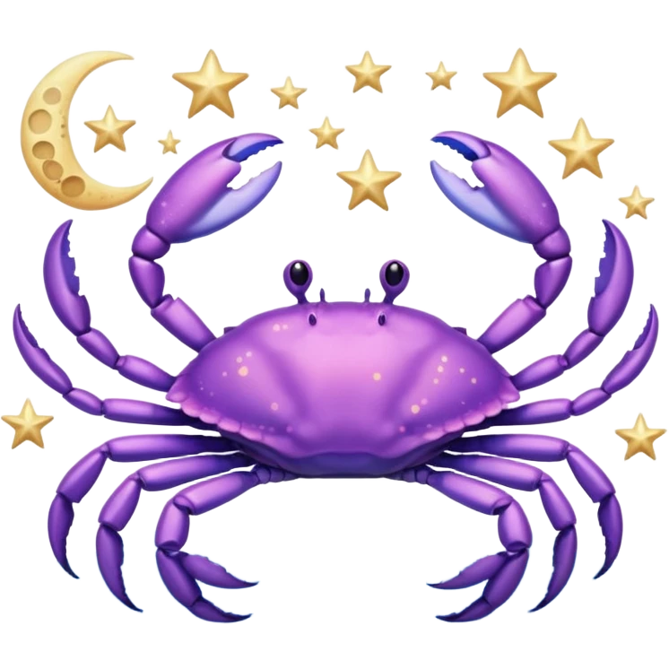 Realistic light purple iridescent Celestial cancer Crab water dreamy astrology moon stars starry emoji