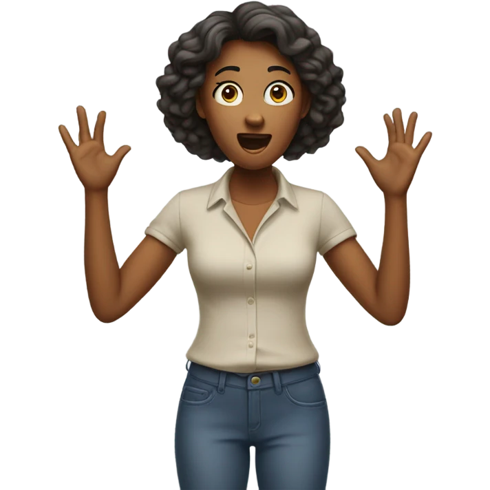 shocked woman hands up full body emoji
