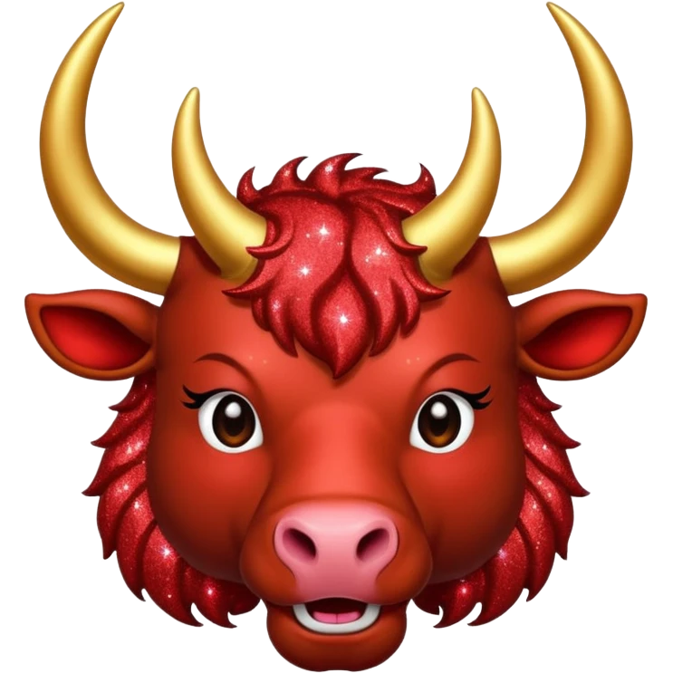 red glitter horned ox emoji