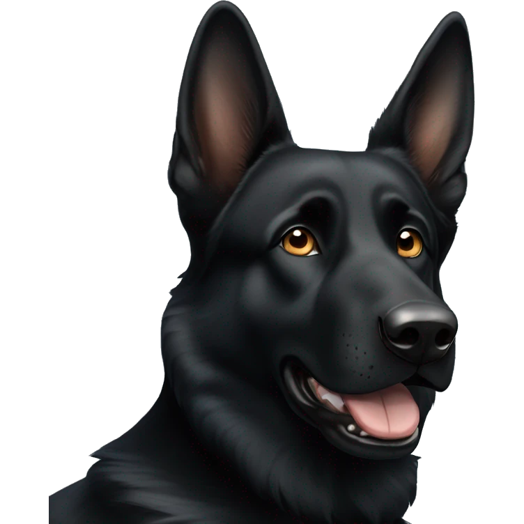Black German shepherd with one brown eye and one blue eye tilting head  emoji