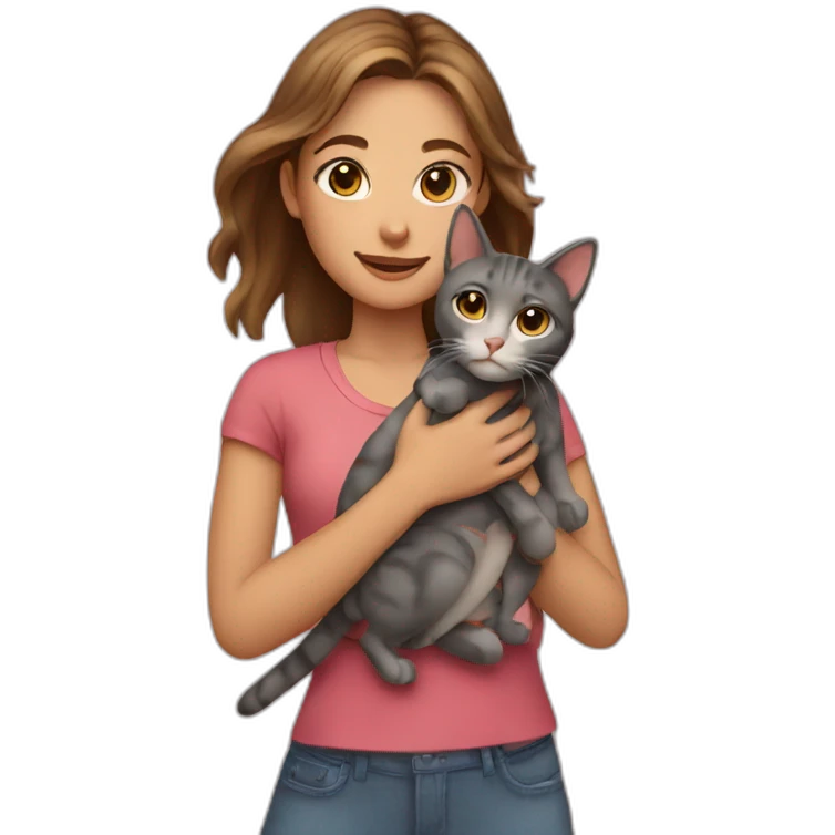 Girl with a cat in her arms emoji