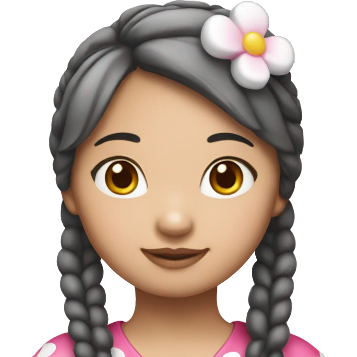 Asian girl dressed in hello kitty emoji