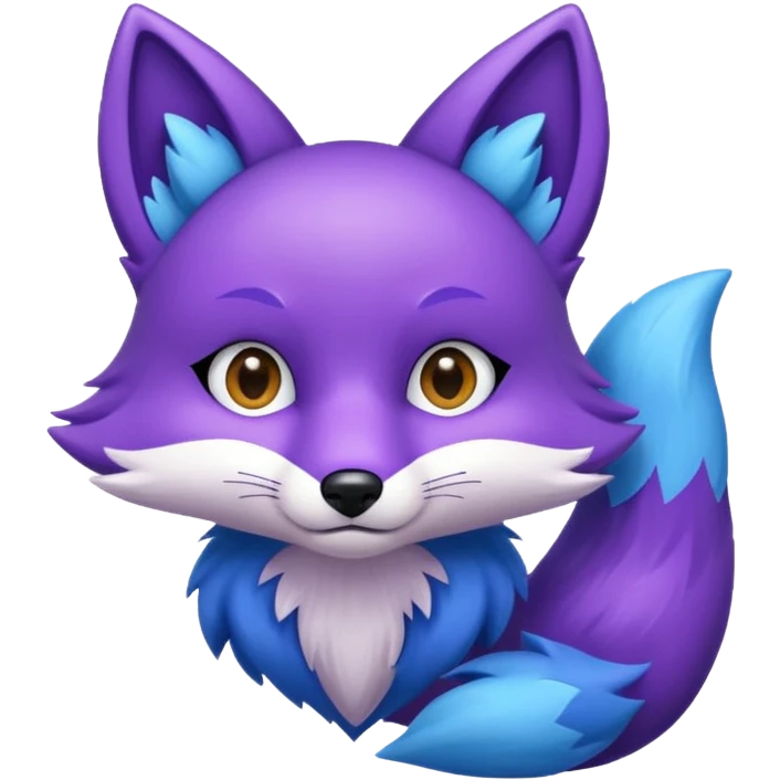 A purple fox with blue emoji