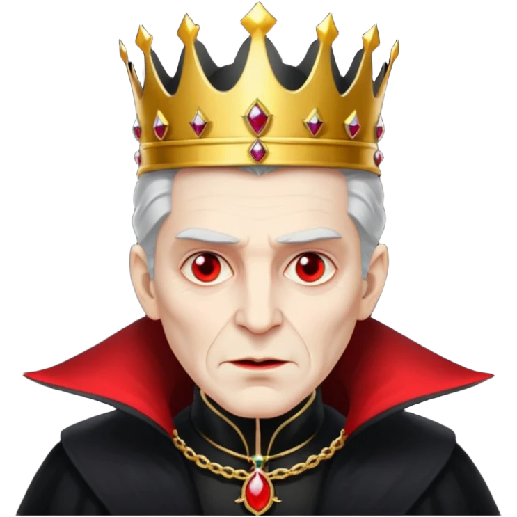 Vampire King, Elder vampire in royal black coat, wearing a crown, red eyes.
 emoji