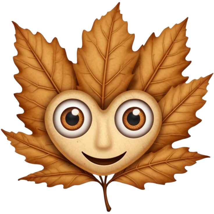 single comic dryleaf with two eyes and a smile on it emoji