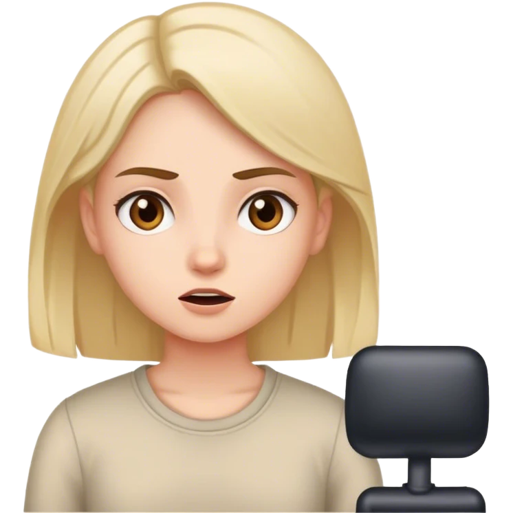 Girl speaking in her room for acting class she’s practicing with attitude  emoji