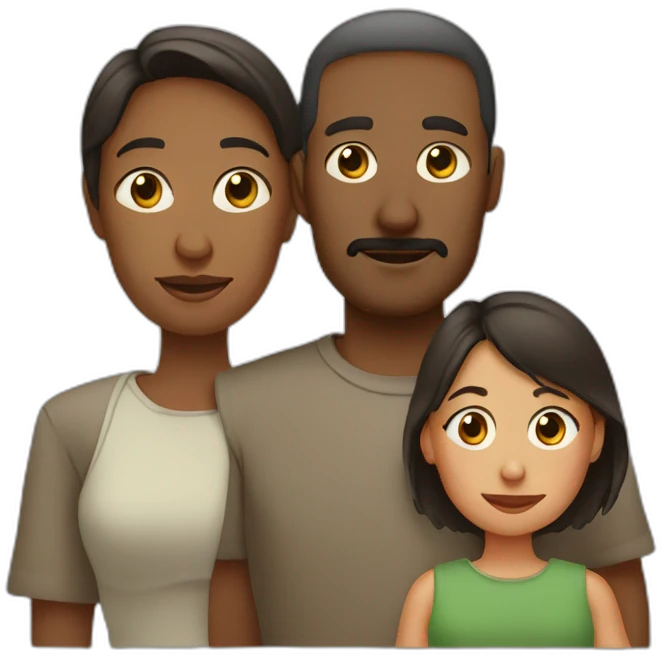 Dark Middle age Dad,mom and little baby emoji