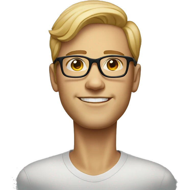 realistic portrait of a good looking guy with light skin wearing glasses emoji