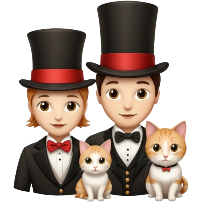 magician couple and their pet cat emoji