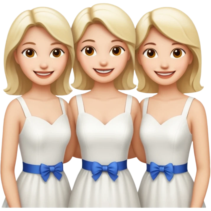 three women in white dresses emoji