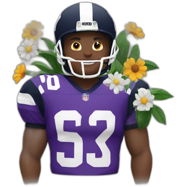 Rubgy player with flowers emoji