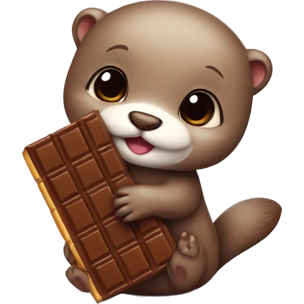 Cute Baby otter holding a huge chocolate bar  emoji