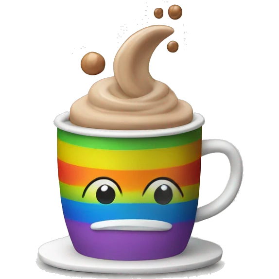 Rainbow coffee cup with hot coco  emoji
