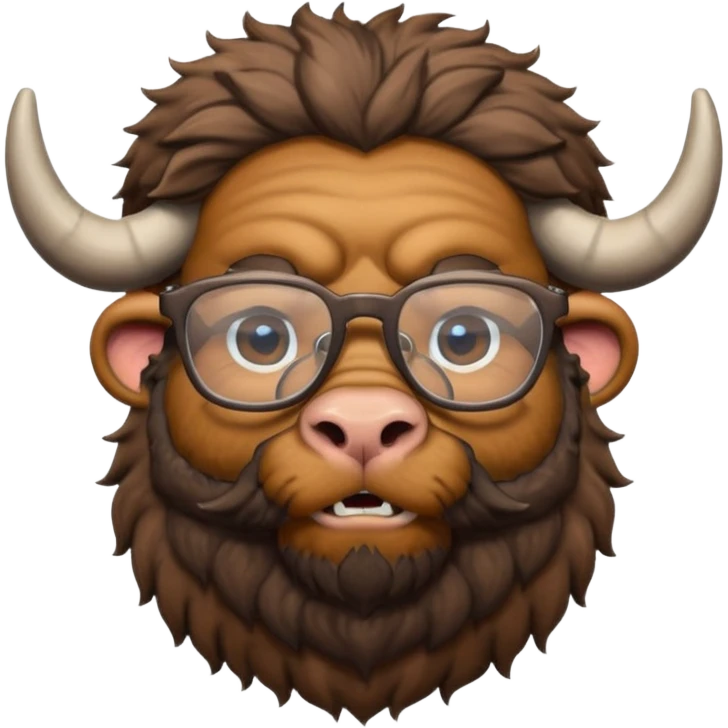 bearded buffalo with shirt and glasses emoji