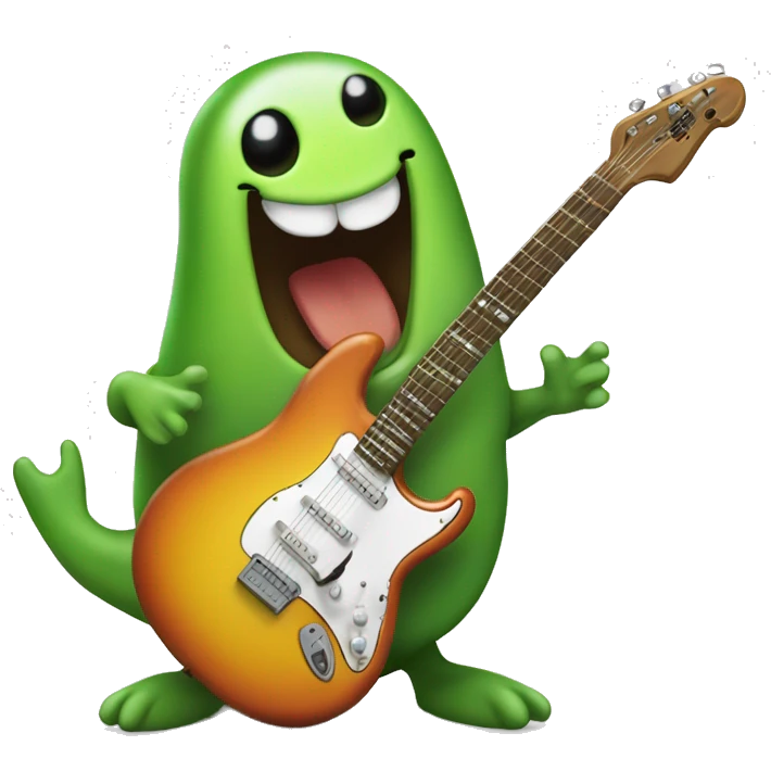 Happy slimy slug playing electric guitar emoji