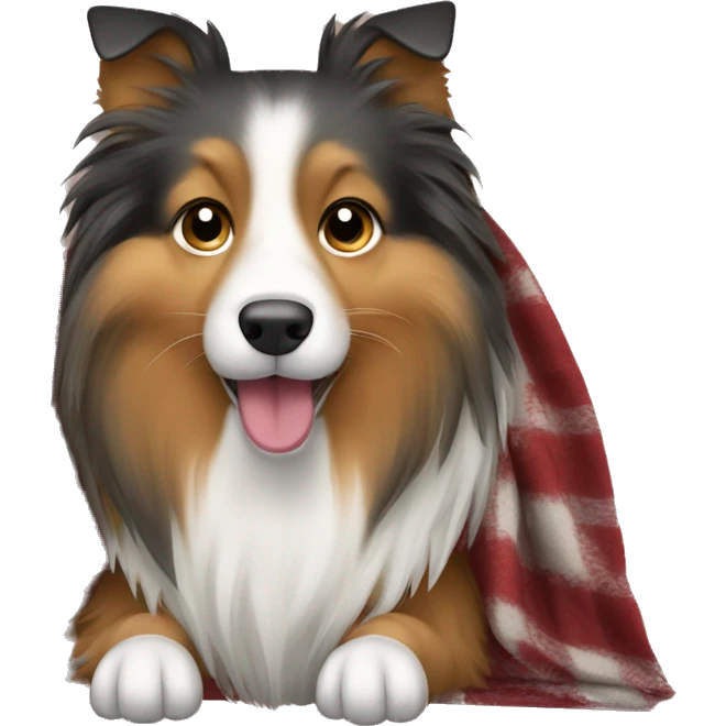 Shetland sheepdog with a blanket emoji
