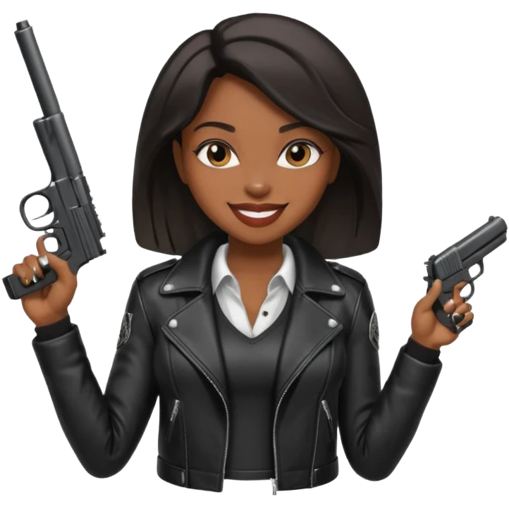 A sexy black female gangster with a gun emoji