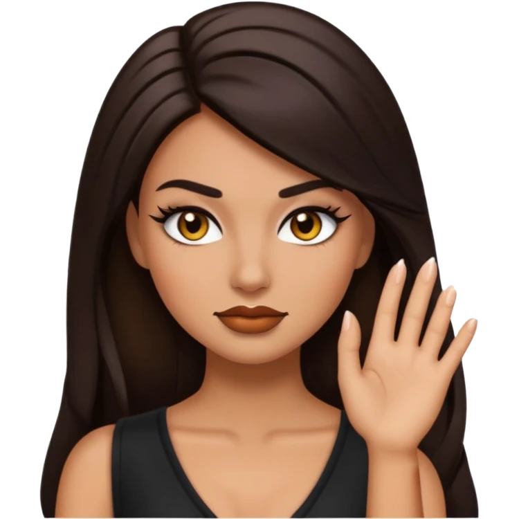 baddie emoji with confident smirk, long lashes, glossy makeup, hand on face, fierce vibe


 emoji