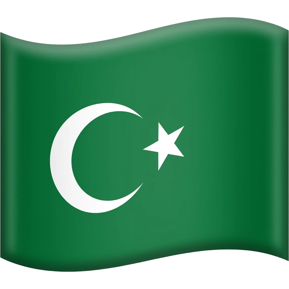 Ottoman Empire green flag with three star and one hilal emoji