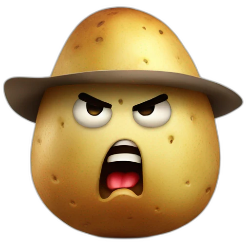 Angry potato with a gun emoji