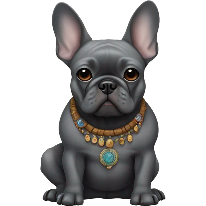 dark gray french bulldog shamanism emoji