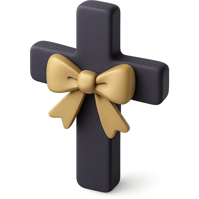Purple bow with cross emoji