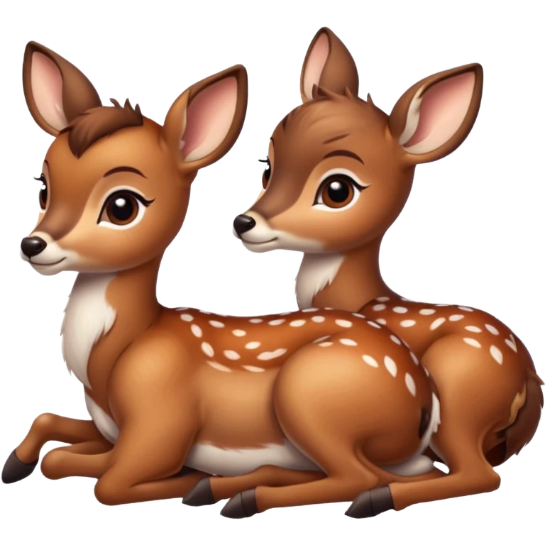 two Bambi deer are lying down emoji