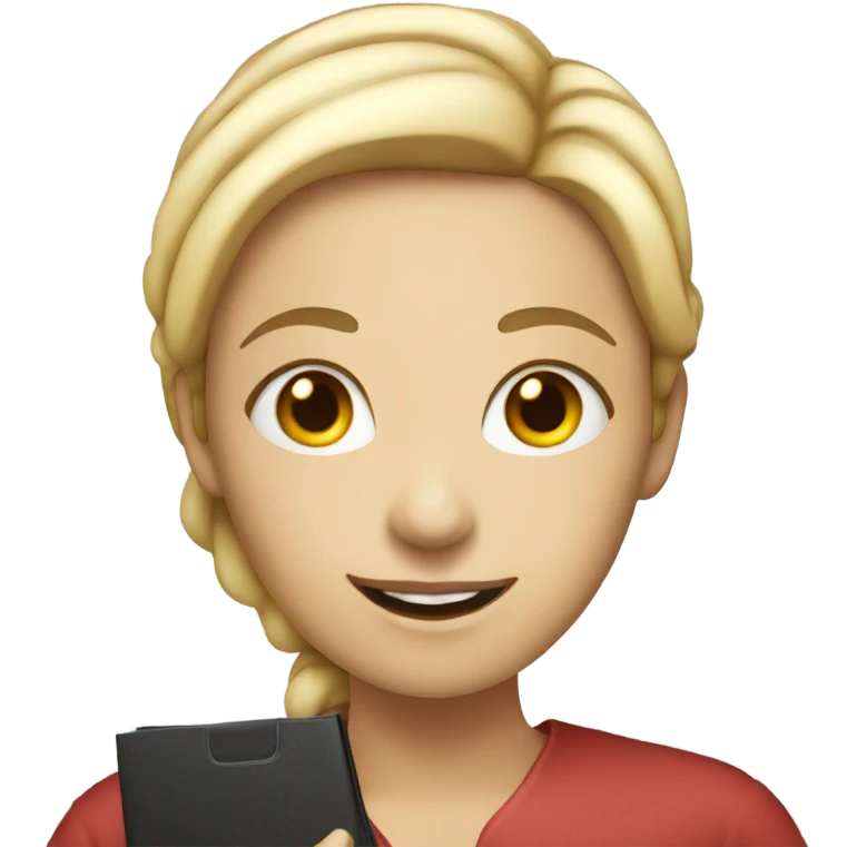 White woman holding a resume emoji