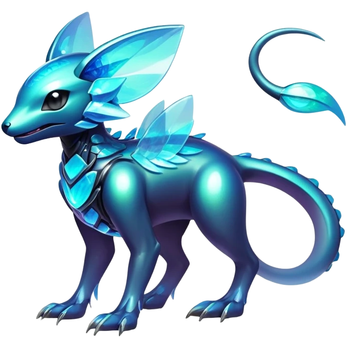  Epic Shiny sparkly transparent bioluminescent luminescent vibrant bright pastel dark exotic iridescent colorful gradients futuristic modern metallic glossy glittery fantasy-cyber-Protogen-Fakémon-Pokémon-Vernid-creature emoji