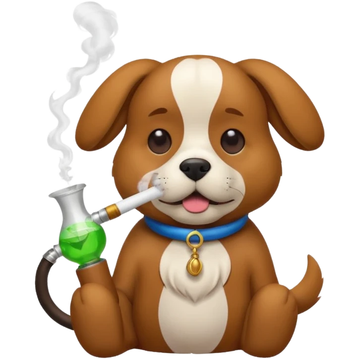 A dog smoking a bong emoji