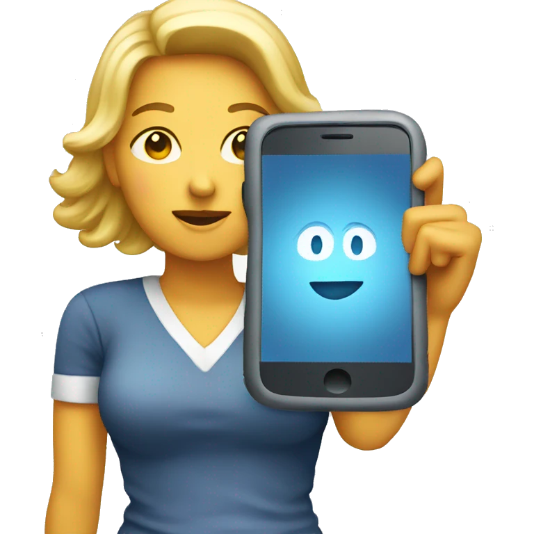 woman showing big phone emoji