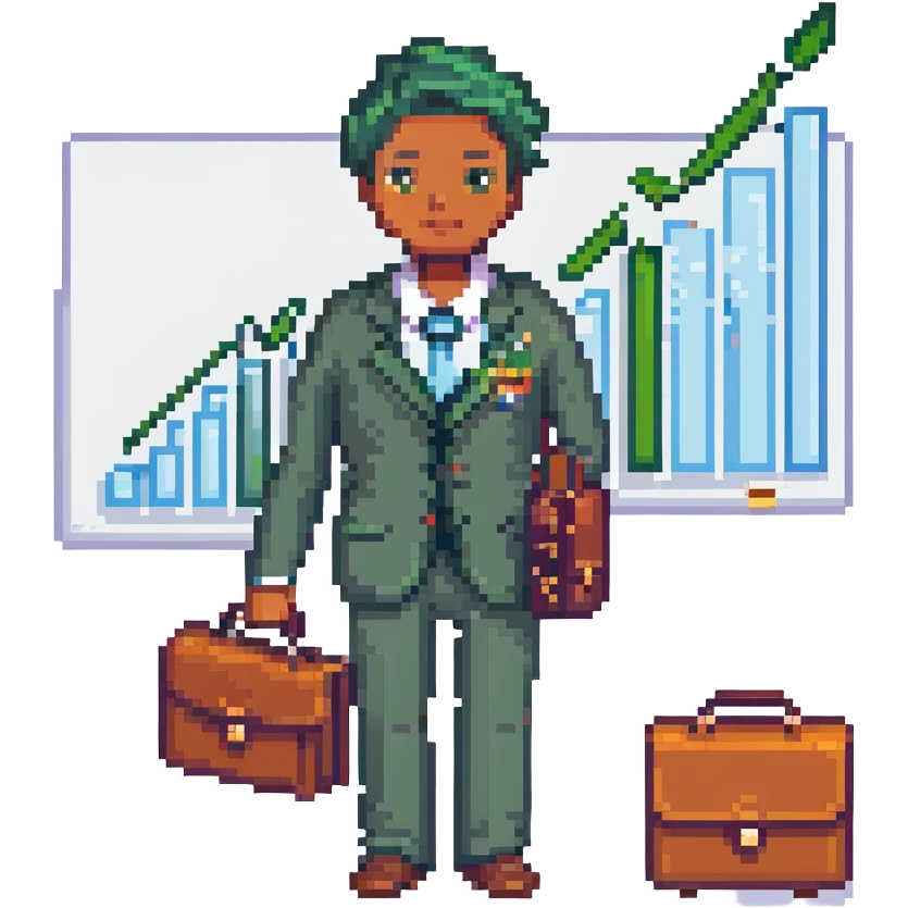 entrepreneur with briefcase and growth chart emoji