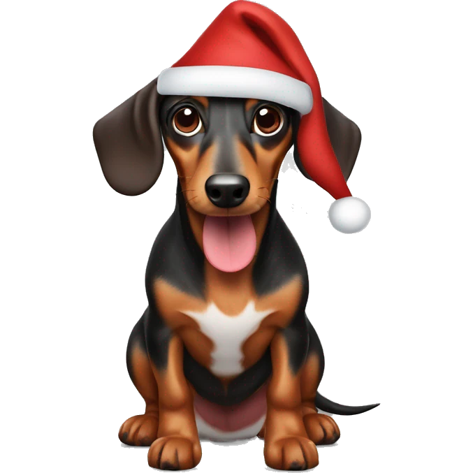 Sausage dog wearing a santa hat emoji