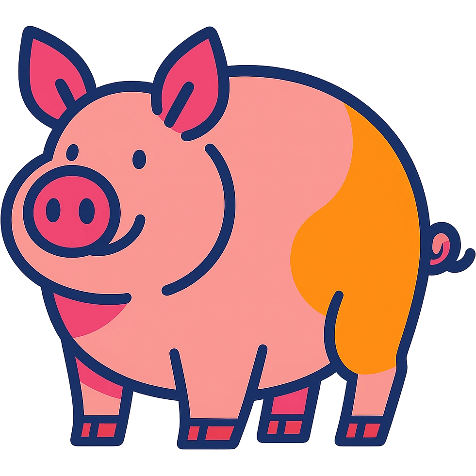 gigantic pig, bright colors emoji