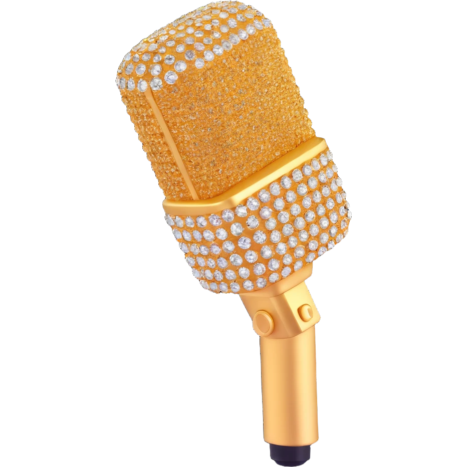 glamorous gold microphone with rhinestones emoji
