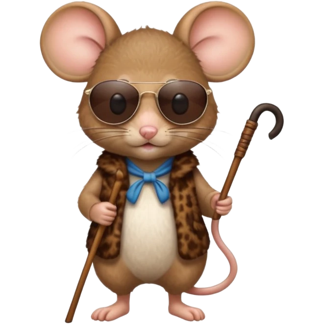 mouse with sunglasses and walking stick emoji