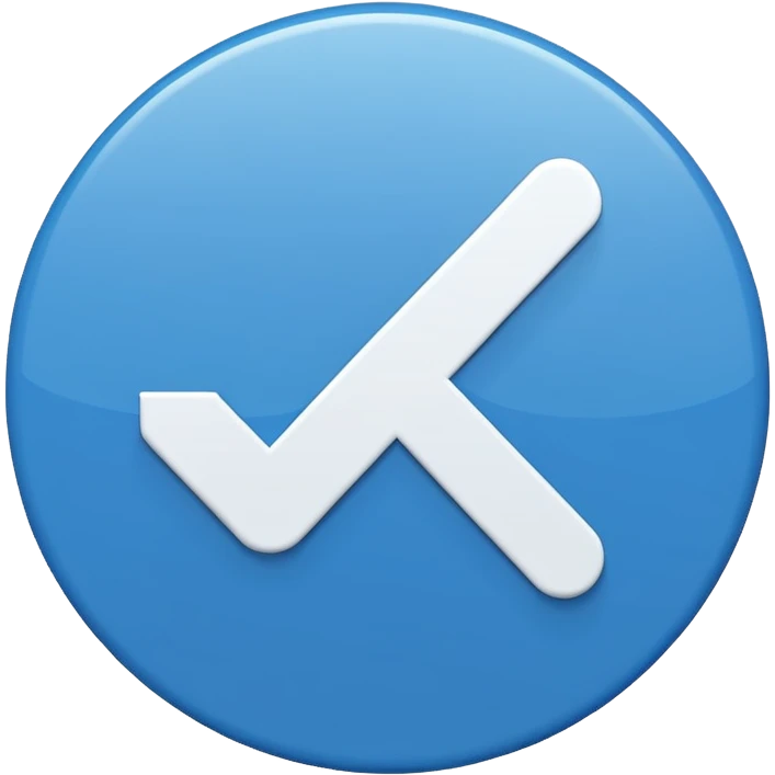 A white right ✔tick symbol on blue circle similar to verified badge emoji