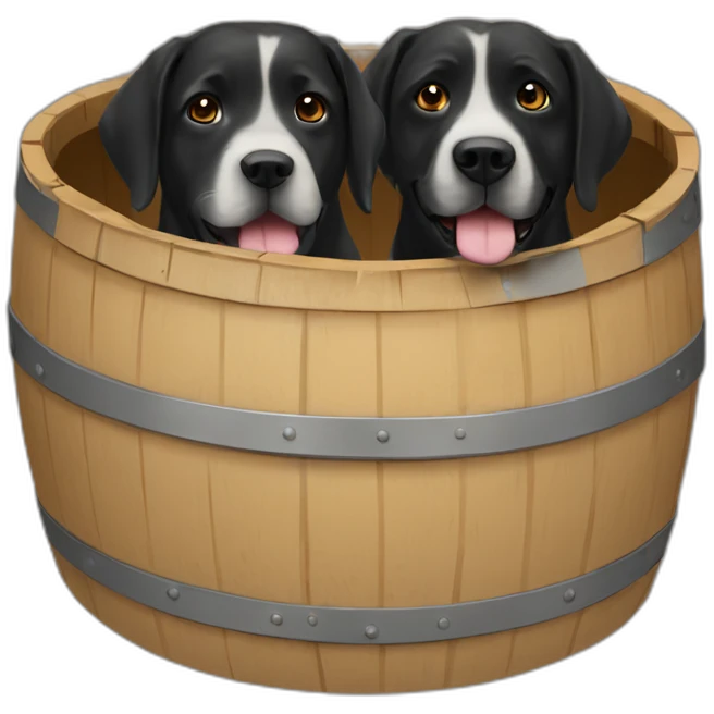 three labradors in a barrel emoji