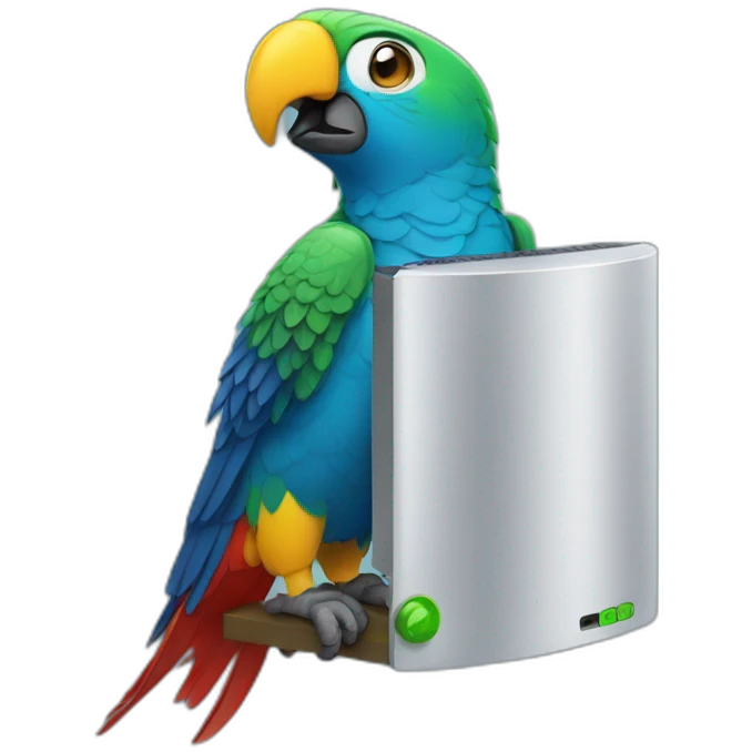 parrot with a server emoji