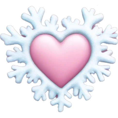 Frozen pink pale heart with snow emoji