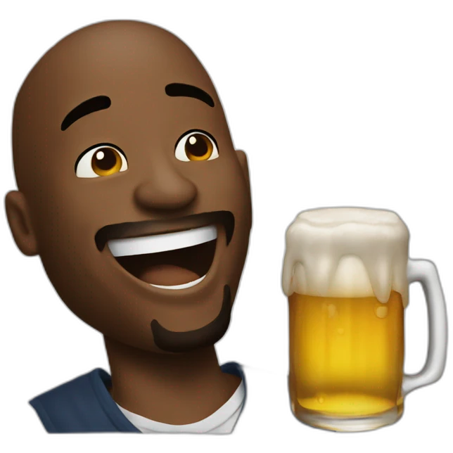 Tupac laughing with a beer emoji