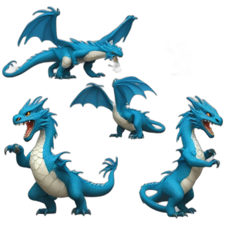un dragon bleu qui combat un aigle emoji