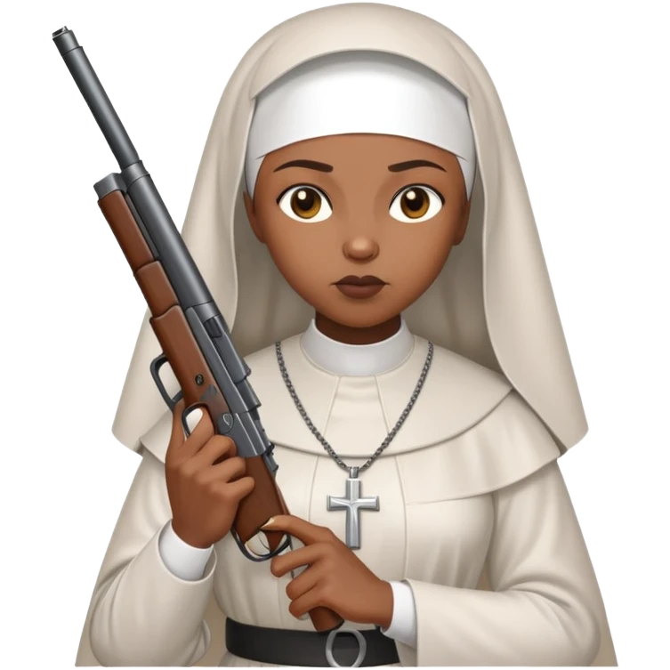 Black woman nun holding a gun emoji