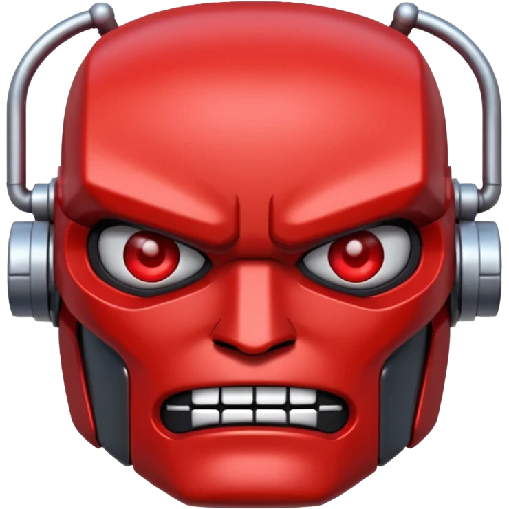 Create a pixel-grid robot face emotion displayed on a dark background composed of a strict 32×32 square grid. . Create emotion "Angry" emoji