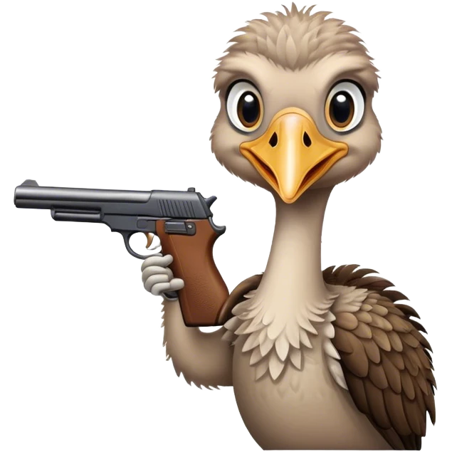 Ostrich with gun emoji