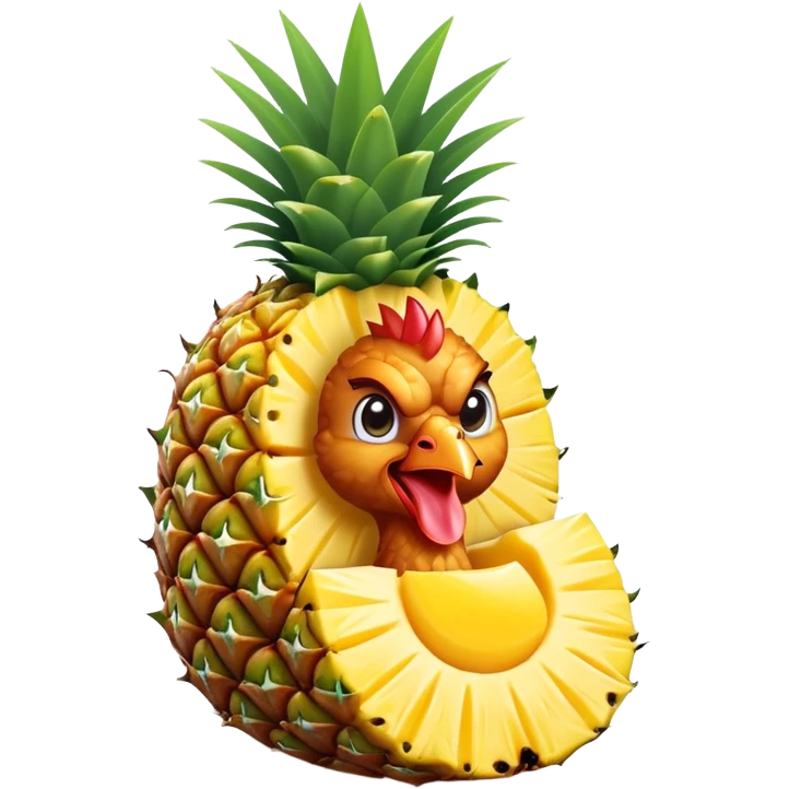 General tso chicken inside of half a cut open hollow pineapple  emoji
